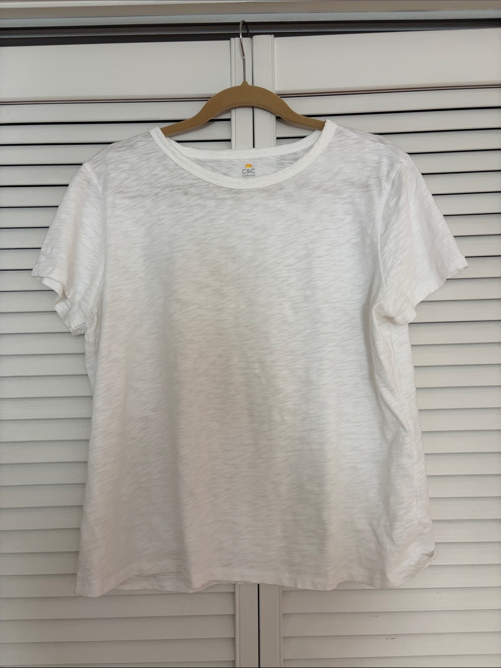 C & C California 100% Cotton White Tee Large